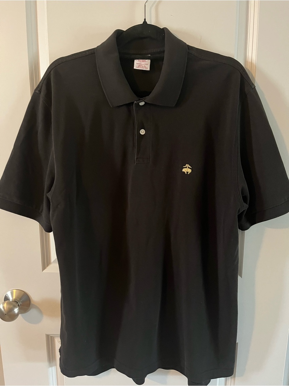 Brooks Brothers Size Lg Black Polo with Small Gold Logo